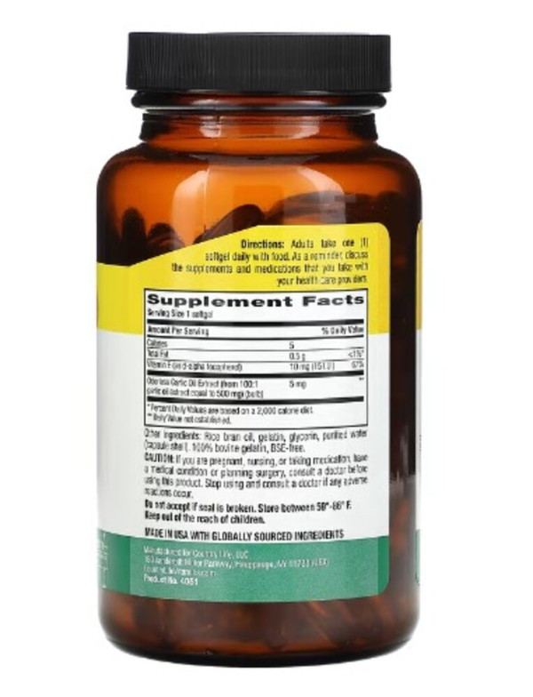 Country Life, Nature's Garlic, 5 mg, 180 Softgels (500 mg per Softgel)