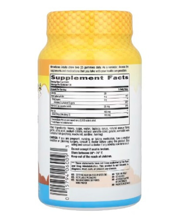 Country Life, Omega-3 Honey Gummies, Natural Orange, 60 Gummies