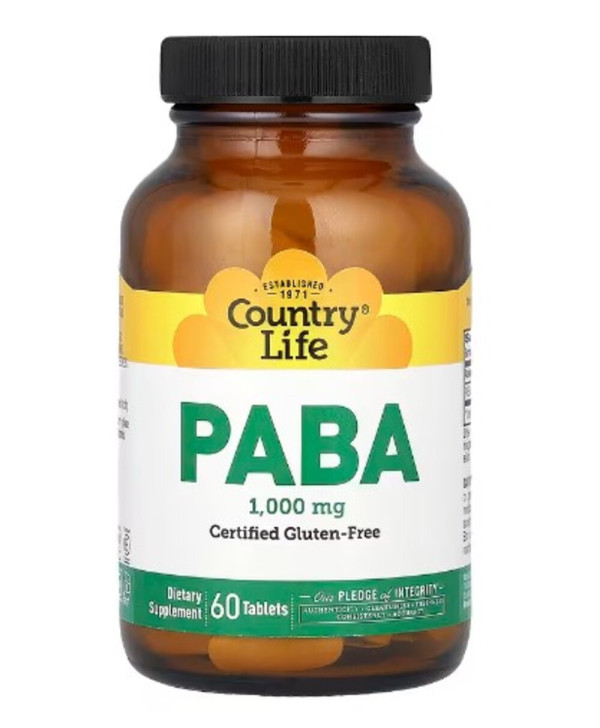 Country Life, PABA, 1,000 mg, 60 Tablets