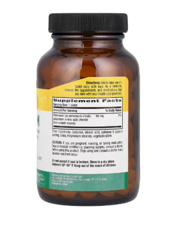 Country Life, Potassium, 99 mg, 250 Tablets