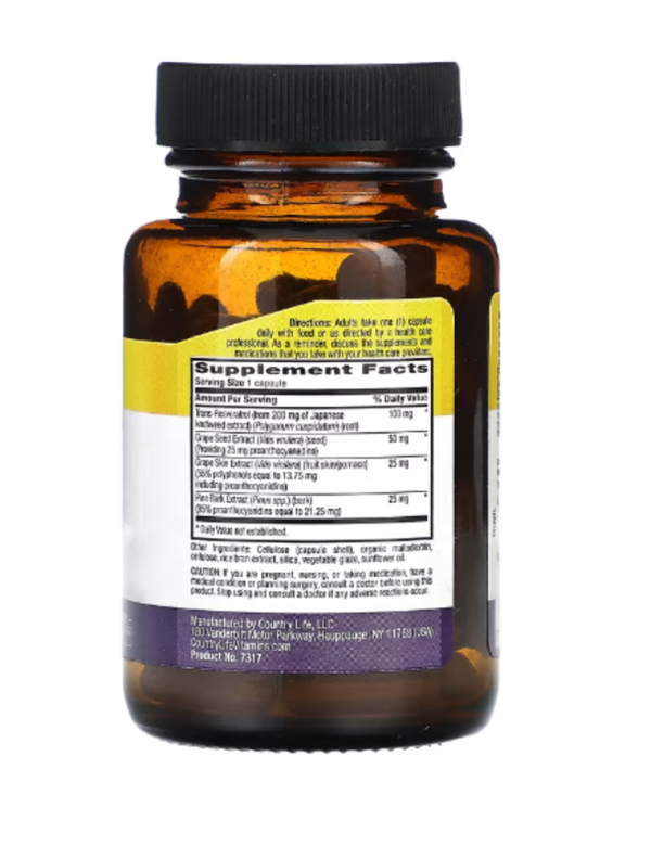 Country Life, Resveratrol Plus, 60 Vegan Capsules