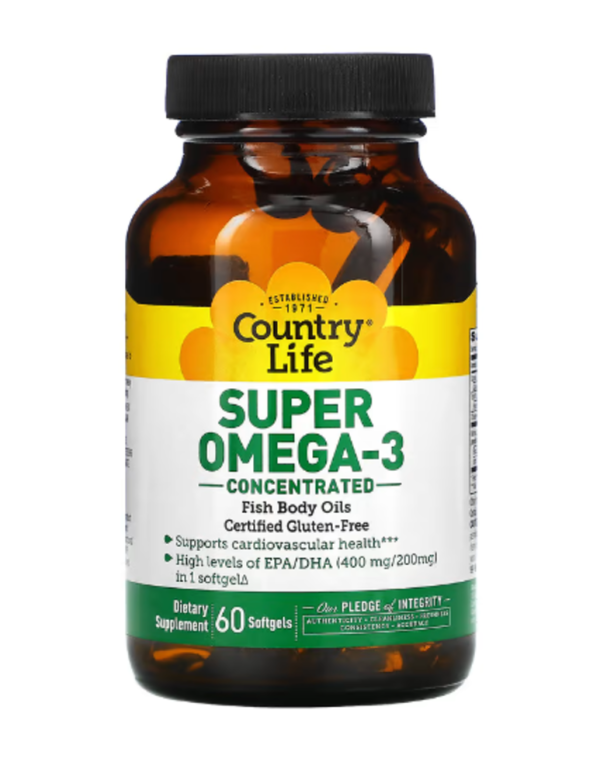 Country Life, Super Omega-3, Concentrated, 60 Softgels