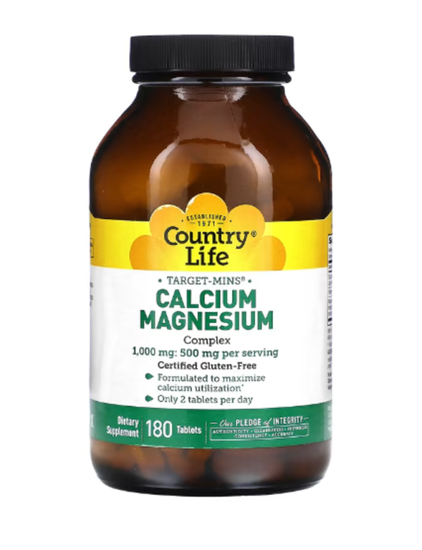 Country Life, Target-Mins, Calcium-Magnesium Complex, 1,000 mg, 180 Tablets (500 mg per Tablet)