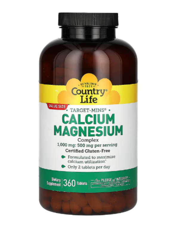 Country Life, Target-Mins, Calcium-Magnesium Complex, 1,000 mg , 360 Tablets (500 mg per Tablet)