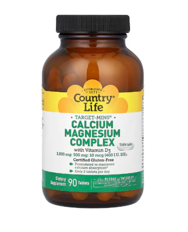 Country Life, Target-Mins, Calcium Magnesium Complex with Vitamin D3, 90 Tablets