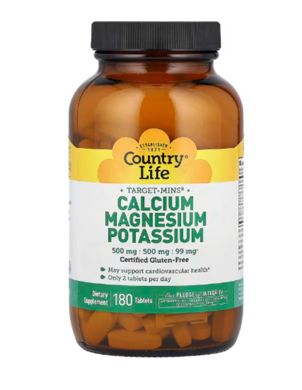 Country Life, Target-Mins®, Calcium Magnesium Potassium, 180 Tablets