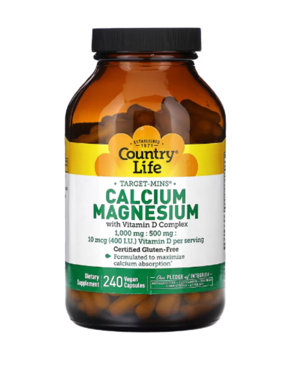 Country Life, Target-Mins, Calcium Magnesium with Vitamin D Complex, 240 Vegan Capsules