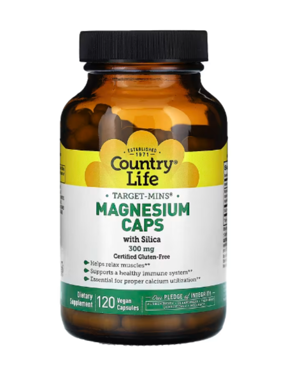 Country Life, Target-Mins, Magnesium Caps with Silica, 300 mg, 120 Vegan Capsules