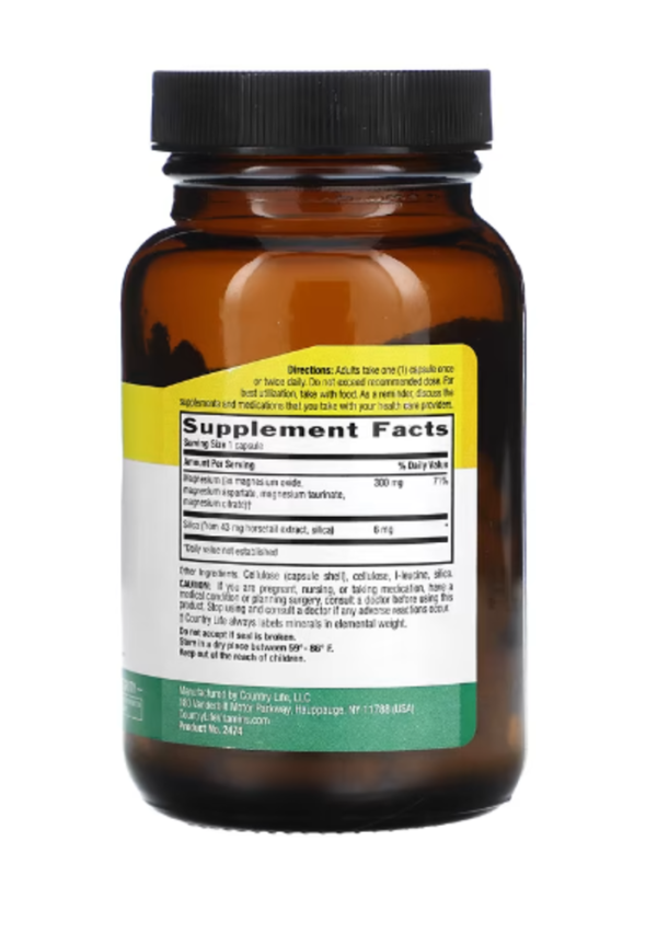 Country Life, Target-Mins, Magnesium Caps with Silica, 300 mg, 60 Vegan Capsules