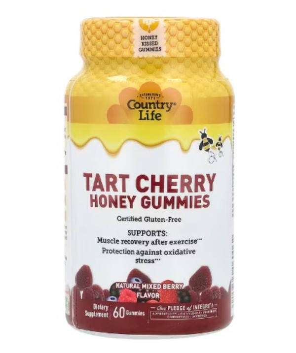 Country Life, Tart Cherry Honey Gummies, Natural Mixed Berry, 60 Gummies