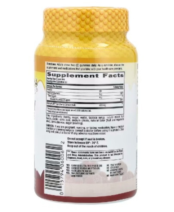 Country Life, Tart Cherry Honey Gummies, Natural Mixed Berry, 60 Gummies