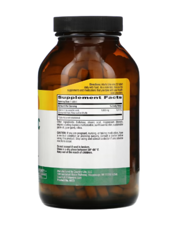 Country Life, Time Release Vitamin C with Rose Hips, 1,000 mg, 250 Tablets