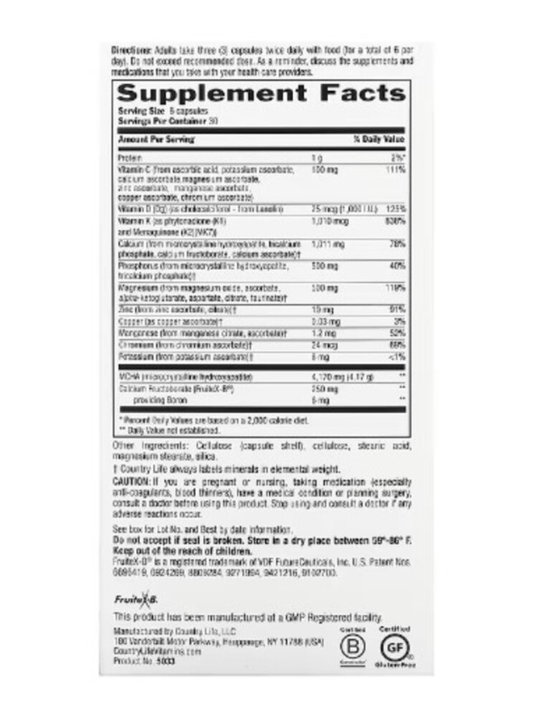 Country Life, Triple Action Bone Solid, 180 Capsules