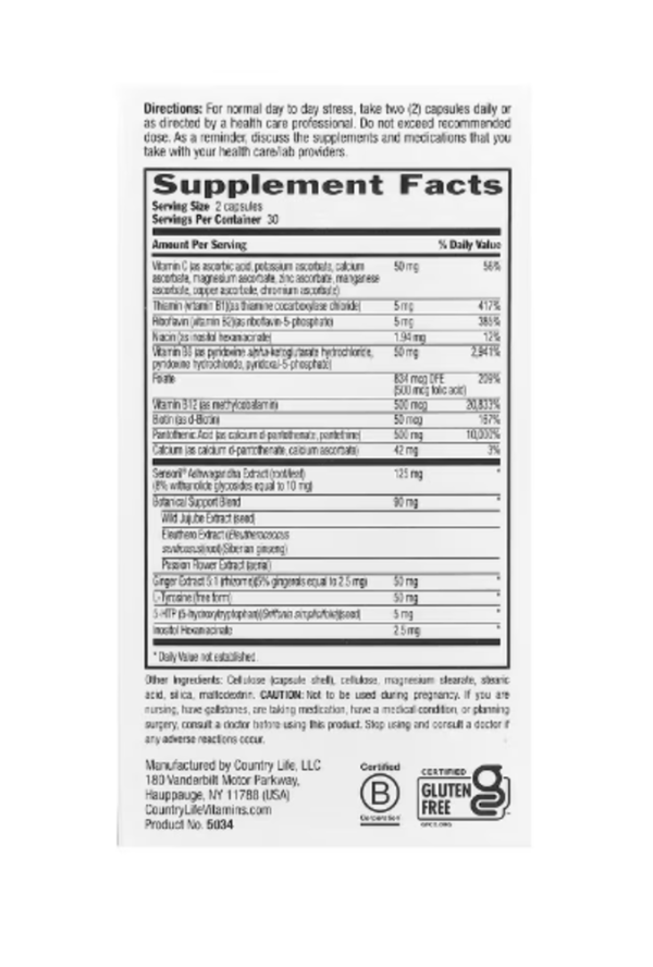 Country Life, Triple Action Stress Shield, 60 Vegetarian Capsules