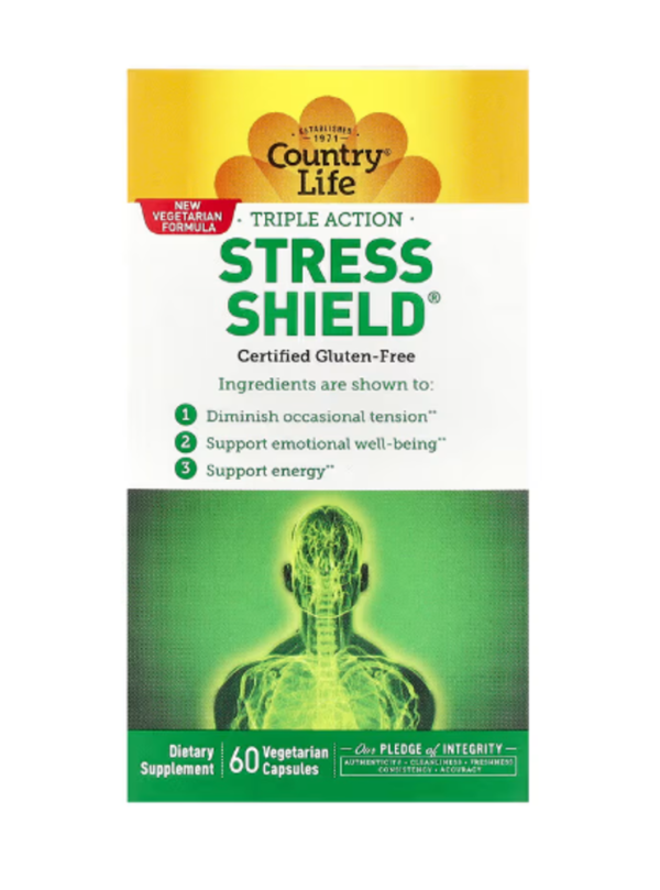 Country Life, Triple Action Stress Shield, 60 Vegetarian Capsules