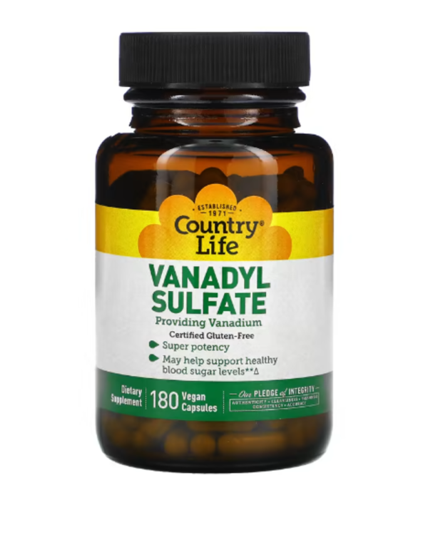 Country Life, Vanadyl Sulfate, 180 Vegan Capsules