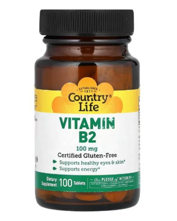 Country Life, Vitamin B2, 100 mg, 100 Tablets