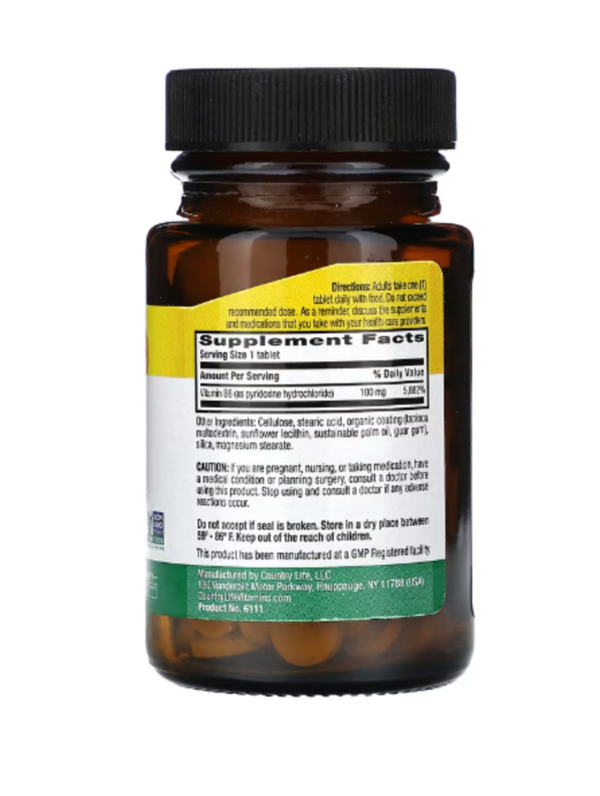 Country Life, Vitamin B6, 100 mg, 100 Tablets