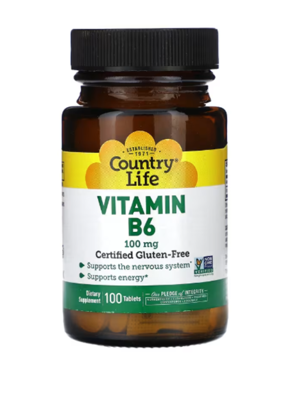 Country Life, Vitamin B6, 100 mg, 100 Tablets