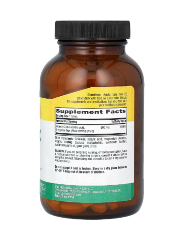 Country Life, Vitamin C with Rose Hips, 500 mg, 250 Tablets