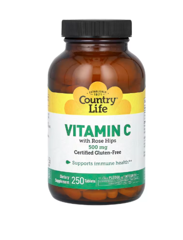 Country Life, Vitamin C with Rose Hips, 500 mg, 250 Tablets