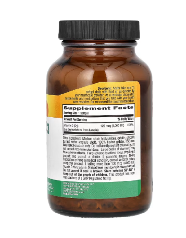 Country Life, Vitamin D3, 125 mcg (5,000 IU), 200 Softgels
