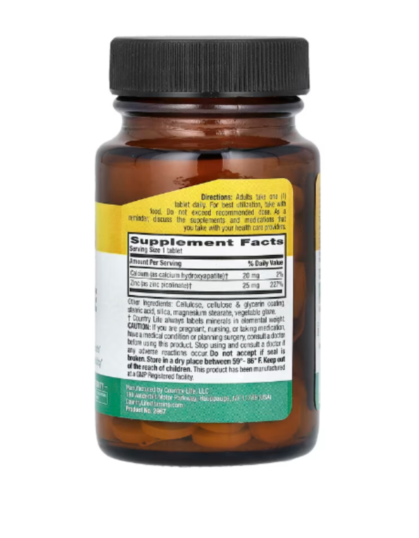 Country Life, Zinc Picolinate, 25 mg, 100 Tablets