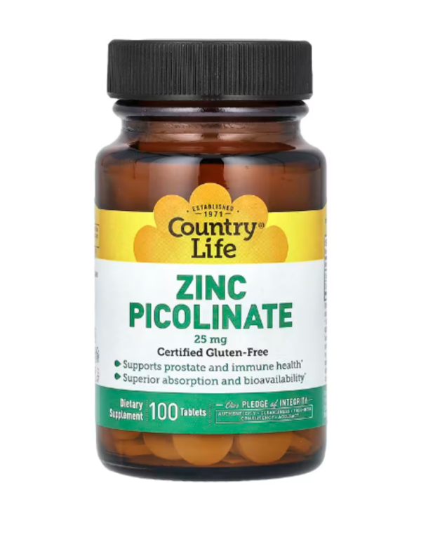 Country Life, Zinc Picolinate, 25 mg, 100 Tablets
