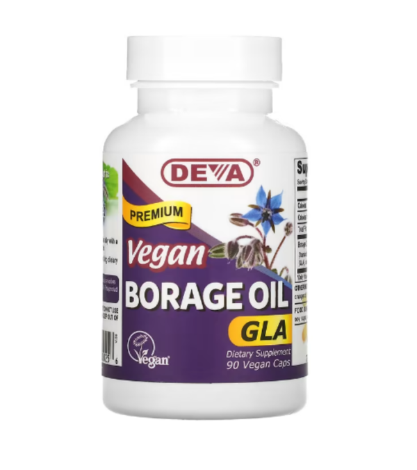 Deva, Premium Vegan Borage Oil, GLA, 90 Vegan Caps