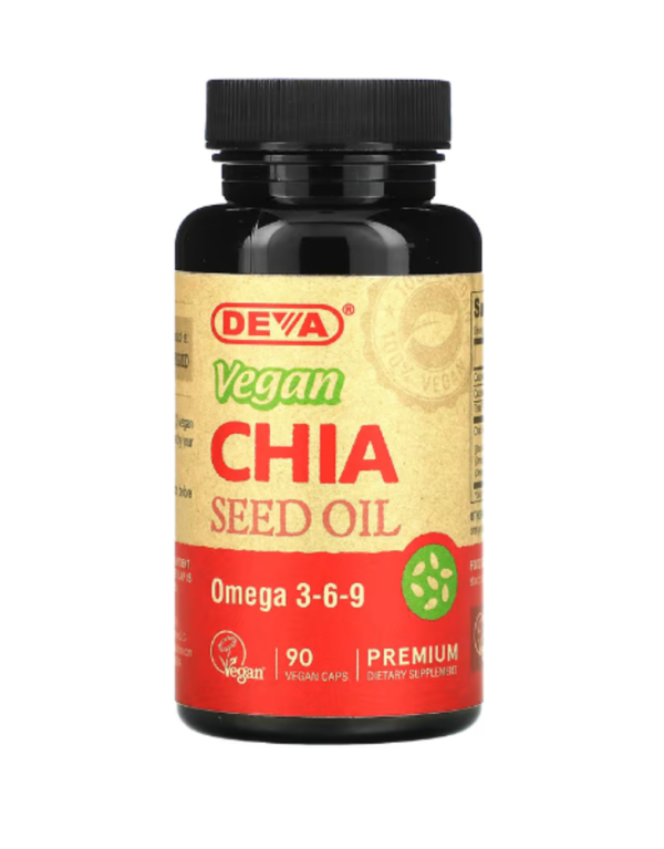 Deva, Premium Vegan Chia Seed Oil, 90 Vegan Caps