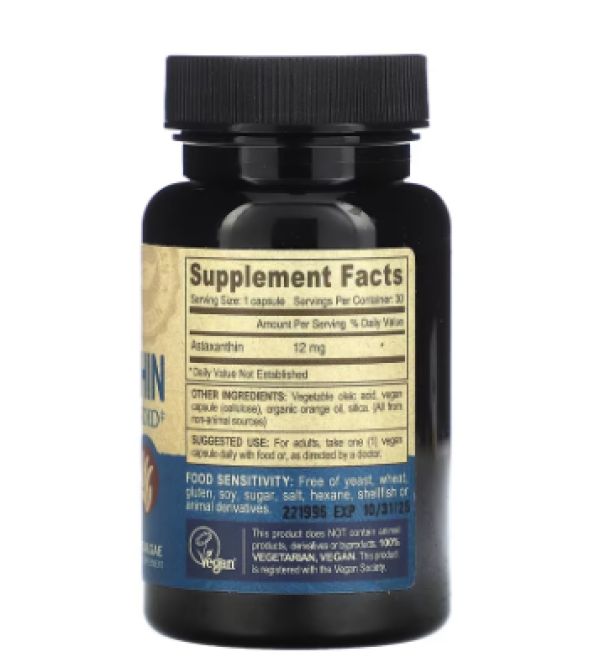 Deva, Vegan Astaxanthin Super Carotenoid, 12 mg , 30 Vegan Caps