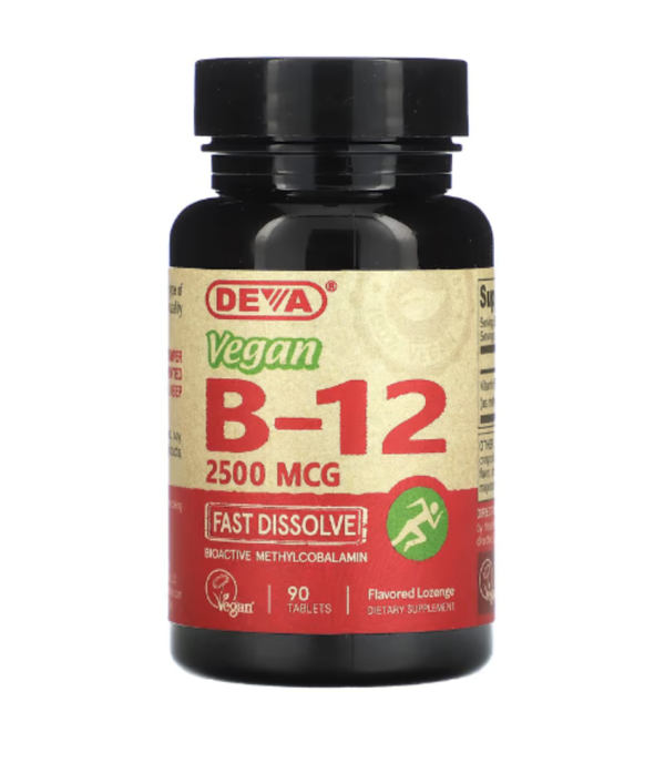 Deva, Vegan B12, Fast-Dissolve, 2,500 mcg, 90 Tablets