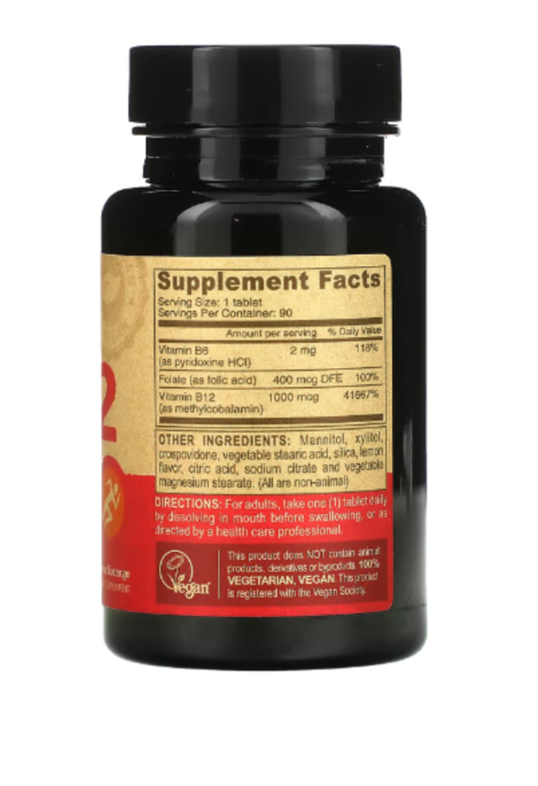 Deva, Vegan B12 with Folic Acid & B6, Fast-Dissolve, 90 Tablets