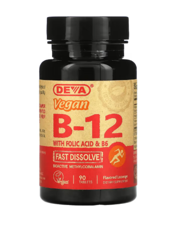 Deva, Vegan B12 with Folic Acid & B6, Fast-Dissolve, 90 Tablets