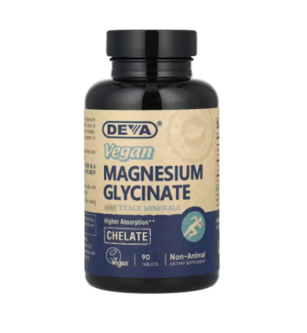 Deva, Vegan Magnesium Glycinate With Trace Minerals, 90 Tablets