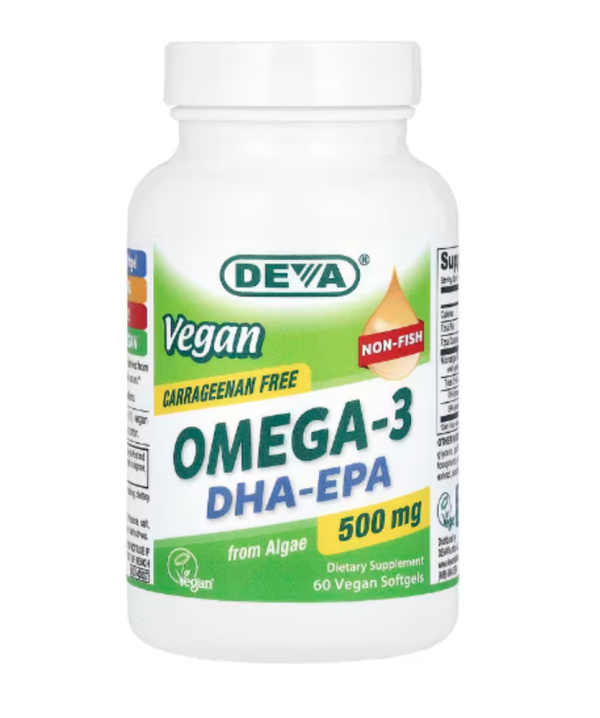 Deva, Vegan Omega-3, DHA-EPA, 500 mg, 60 Vegan Softgels