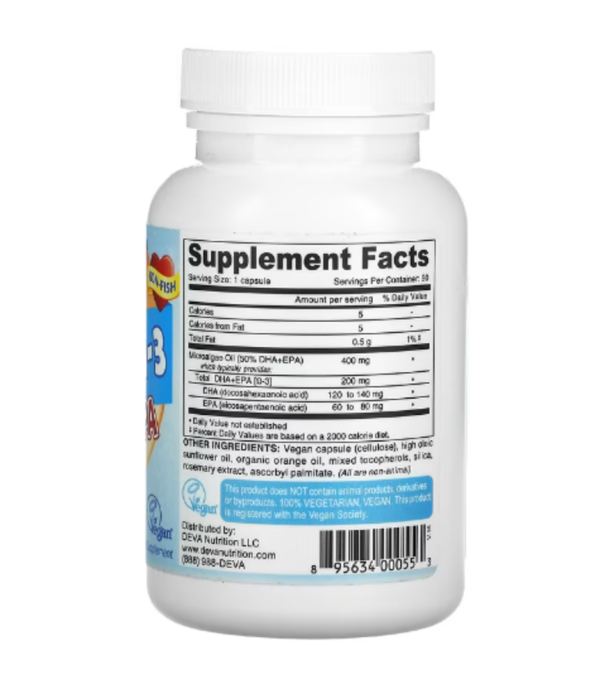Deva, Vegan Omega-3 DHA-EPA, Delayed Release, 90 Vegan Caps