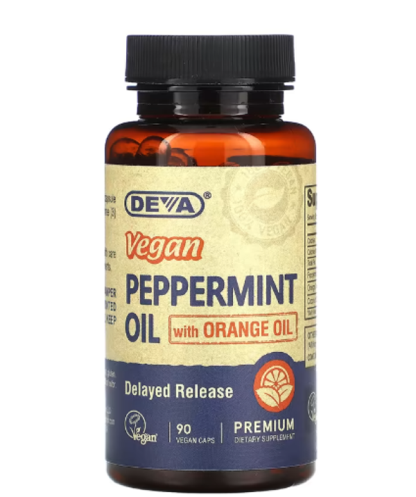 Deva, Vegan Peppermint Oil with Orange Oil, 90 Vegan Caps