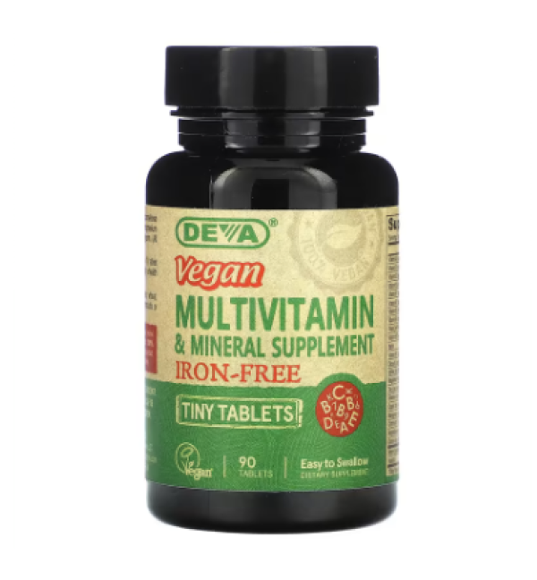Deva, Vegan Tiny-Tablets Multivitamin & Mineral Supplement, Iron-Free, 90 Tablets