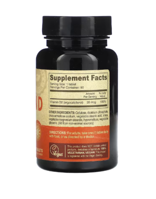 Deva, Vegan Vitamin D2, 20 mcg (800 IU), 90 Tablets