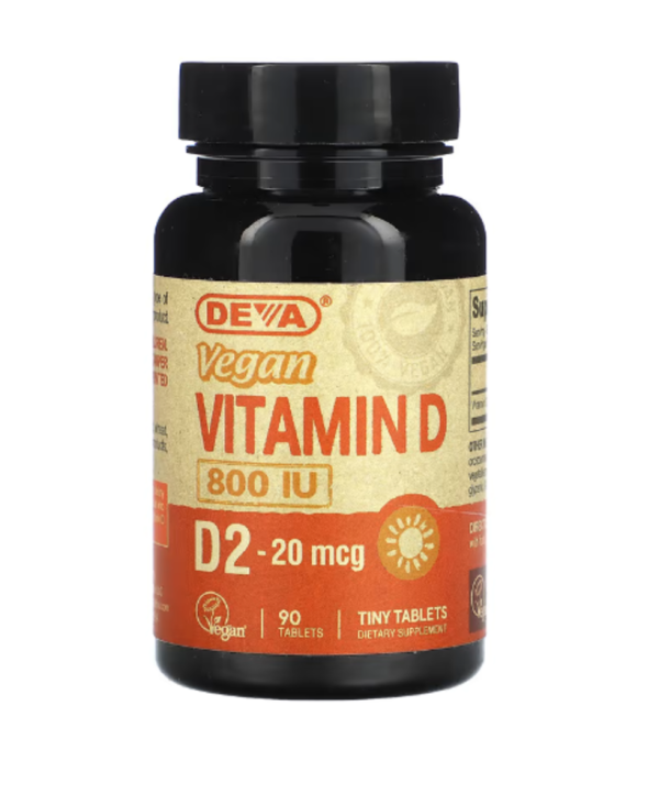 Deva, Vegan Vitamin D2, 20 mcg (800 IU), 90 Tablets