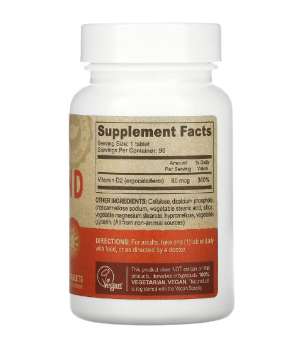 Deva, Vegan Vitamin D, D2, 60 mcg (2,400 IU), 90 Tablets