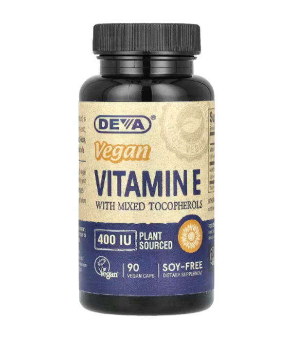 Deva, Vegan Vitamin E with Mixed Tocopherols, 400 IU, 90 Vegan Caps