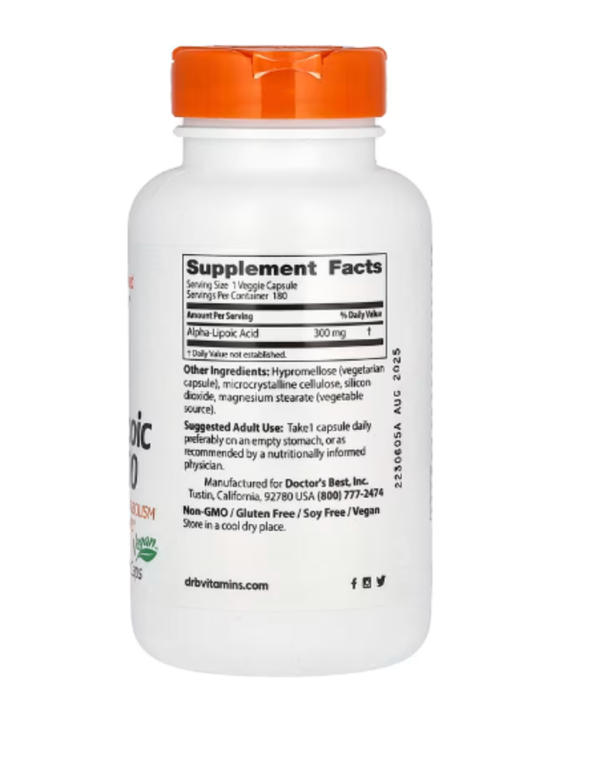 Doctor's Best, Alpha-Lipoic Acid 300, 300 mg, 180 Veggie Caps