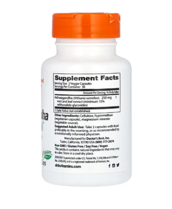 Doctor's Best, Ashwagandha with Sensoril, 125 mg, 60 Veggie Caps