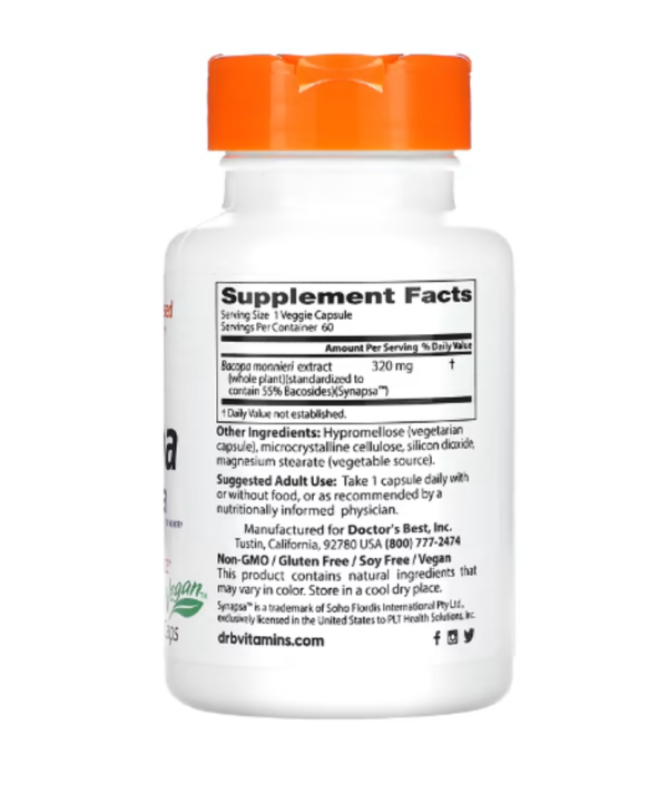 Doctor's Best, Bacopa with Synapsa, 320 mg, 60 Veggie Caps
