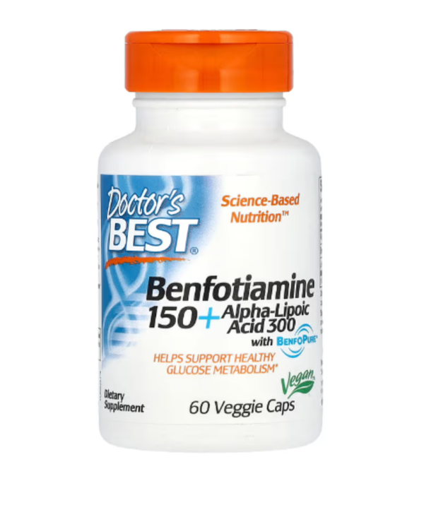 Doctor's Best, Benfotiamine 150 + Alpha-Lipoic Acid 300, 60 Veggie Caps