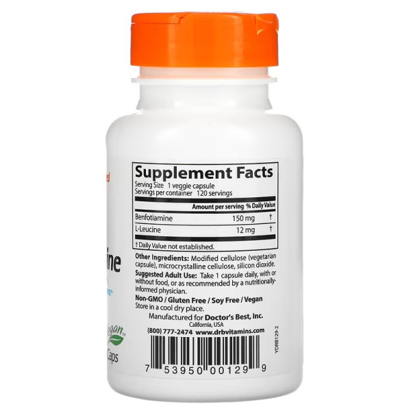 Doctor's Best, Benfotiamine 150 with BenfoPure™, 150 mg, 120 Veggie Caps