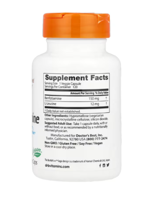 Doctor's Best, Benfotiamine 150 with BenfoPure™, 150 mg, 120 Veggie Caps