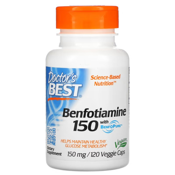 Doctor's Best, Benfotiamine 150 with BenfoPure™, 150 mg, 120 Veggie Caps